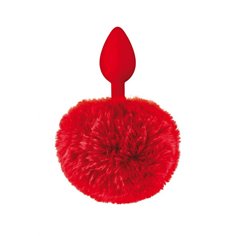 Plug anal rouge pompon queue de lapin Sweet Caress 2