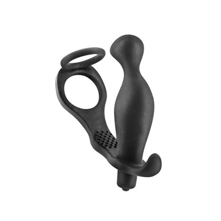 Cockring et plug anal vibrant en silicone AP070 BLUE JUNKER