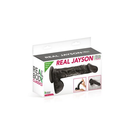 Gode Ventouse Réaliste Noir 21cm Jayson Real Body
