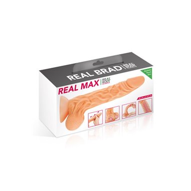 Real max Gode réaliste sur ventouse 22 cm mouvement du prépuce Real Body