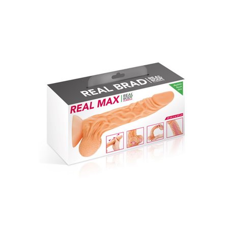 Real max Gode réaliste sur ventouse 22 cm mouvement du prépuce Real Body